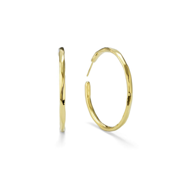 Medium Faceted Hoop Earrings in 18K Gold