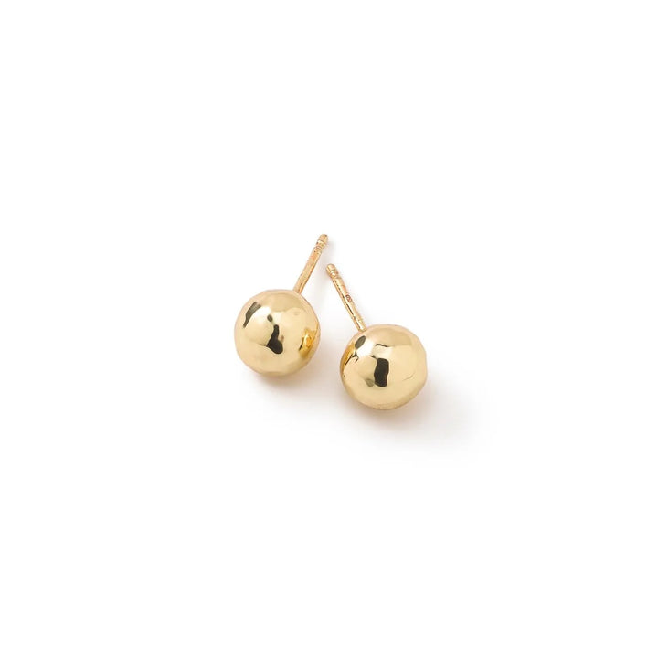 Small Hammered Ball Stud Earrings in 18K Gold