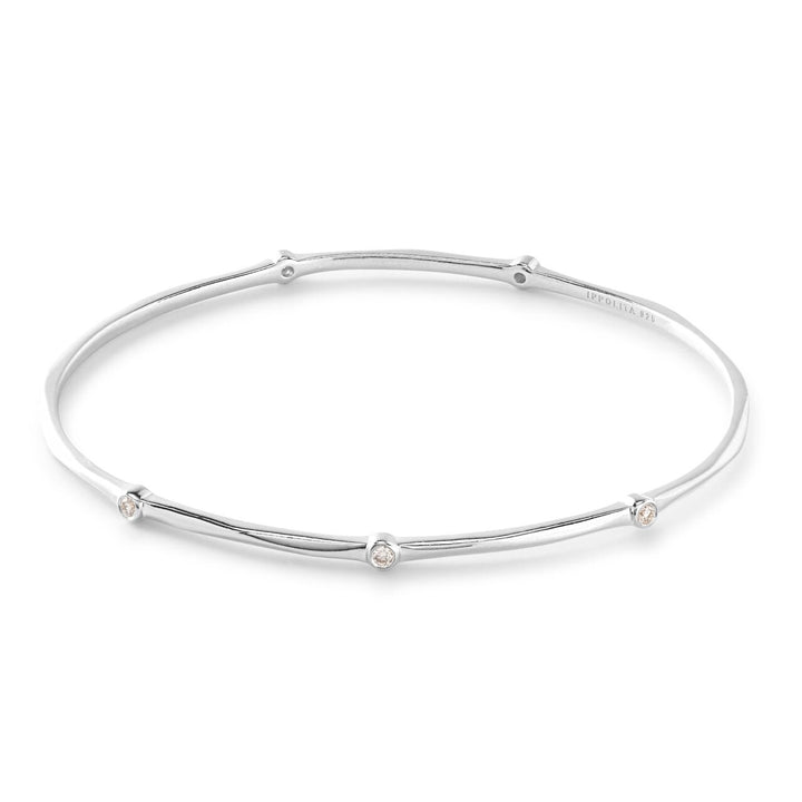 5-Station Bangle in Sterling Silver with Diamonds