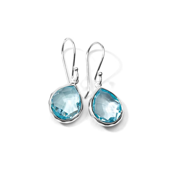 Blue Topaz Mini Teardrop Earrings in Sterling Silver