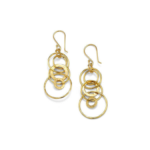 Mini Hammered Jet Set Earrings in 18K Gold