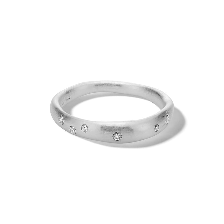 Matte Squiggle Ring in Sterling Silver with Diamonds