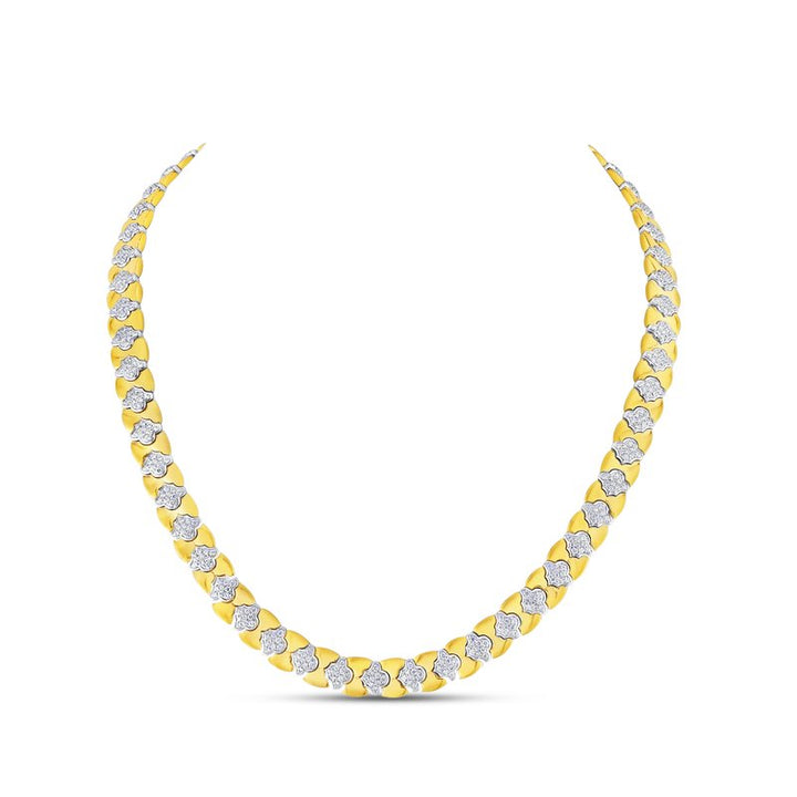 18K Yellow & White Gold 3.74ctw Quilt Fashion Necklace