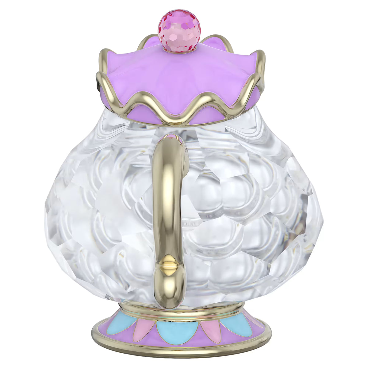 Back view of Mrs. Potts from Beauty and the Beast in white crystals and includes glossy and colorful metal accents