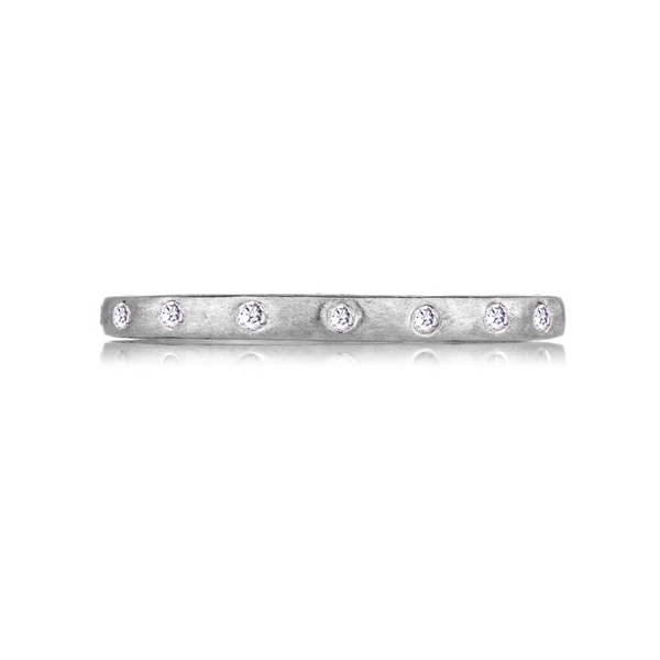 Dunes Narrow Diamond Brushed Band, White Gold