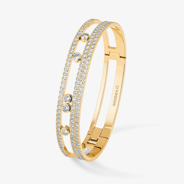 4.69ctw Yellow Gold Diamond Large Pavé Bangle