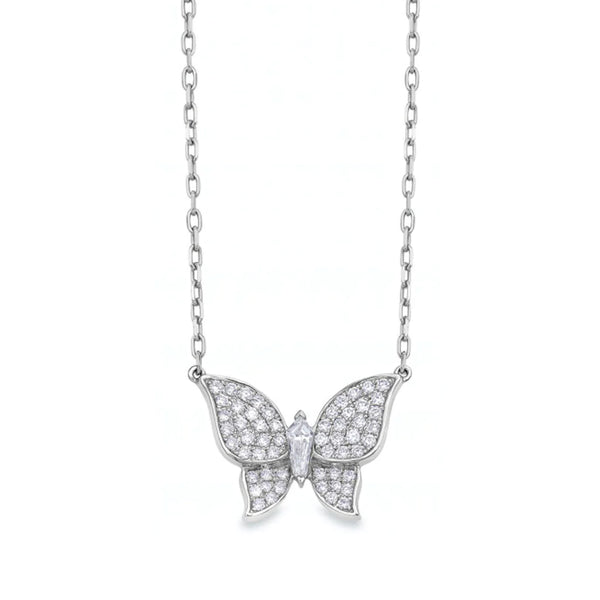 0.64ctw, 18K white gold 0.64ctw Butterfly Necklace