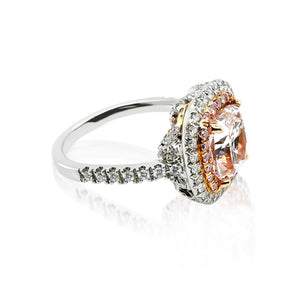 3.17ctw Pink Diamond Double Halo Ring