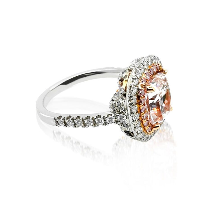 3.17ctw Pink Diamond Double Halo Ring