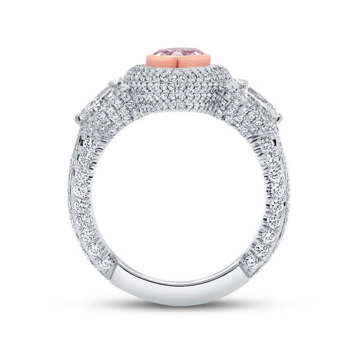 3-Sided Pear Shaped Light Pink Diamond Ring