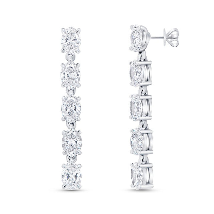 Oval Shaped Diamond Dangle Earrings