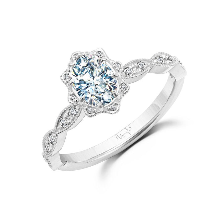 0.14ctw Oval Halo Engagement Ring