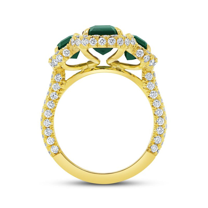 3-Sided Emerald Cut Green Tourmaline Ring