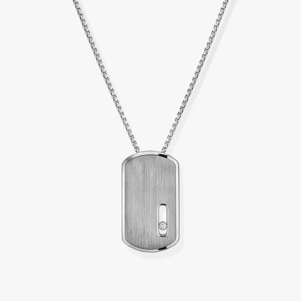 0.14ctw Natural Titanium Diamond Military Tag Necklace