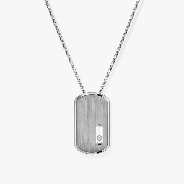 0.14ctw Natural Titanium Diamond Military Tag Necklace