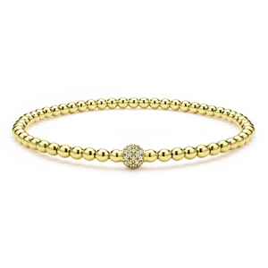 18K Gold and Diamond Bead Bracelet | 3mm