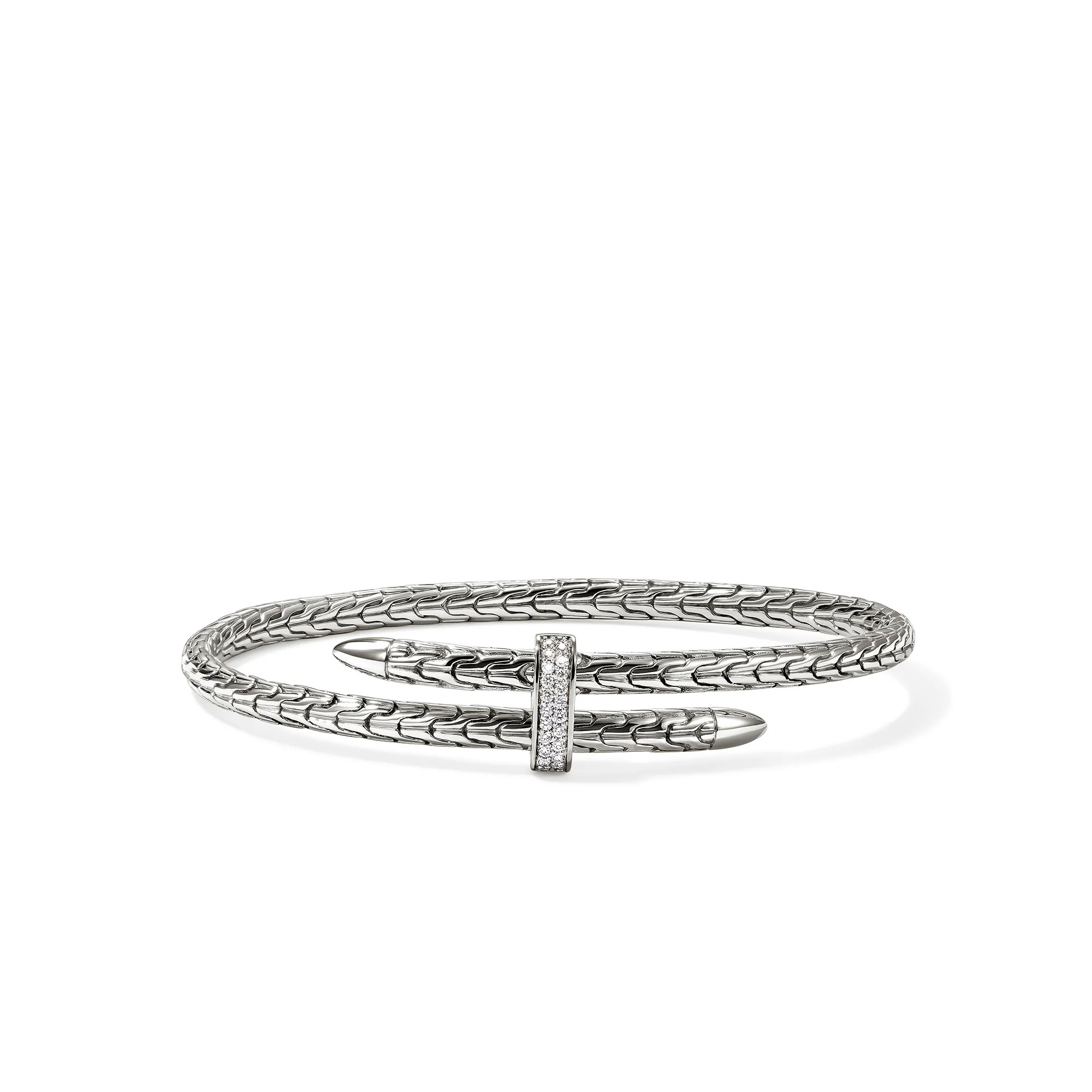 Sterling Silver Spear Flex Cuff With Diamonds