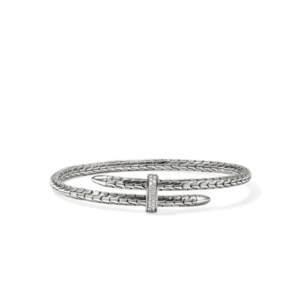 Sterling Silver Spear Flex Cuff With Diamonds