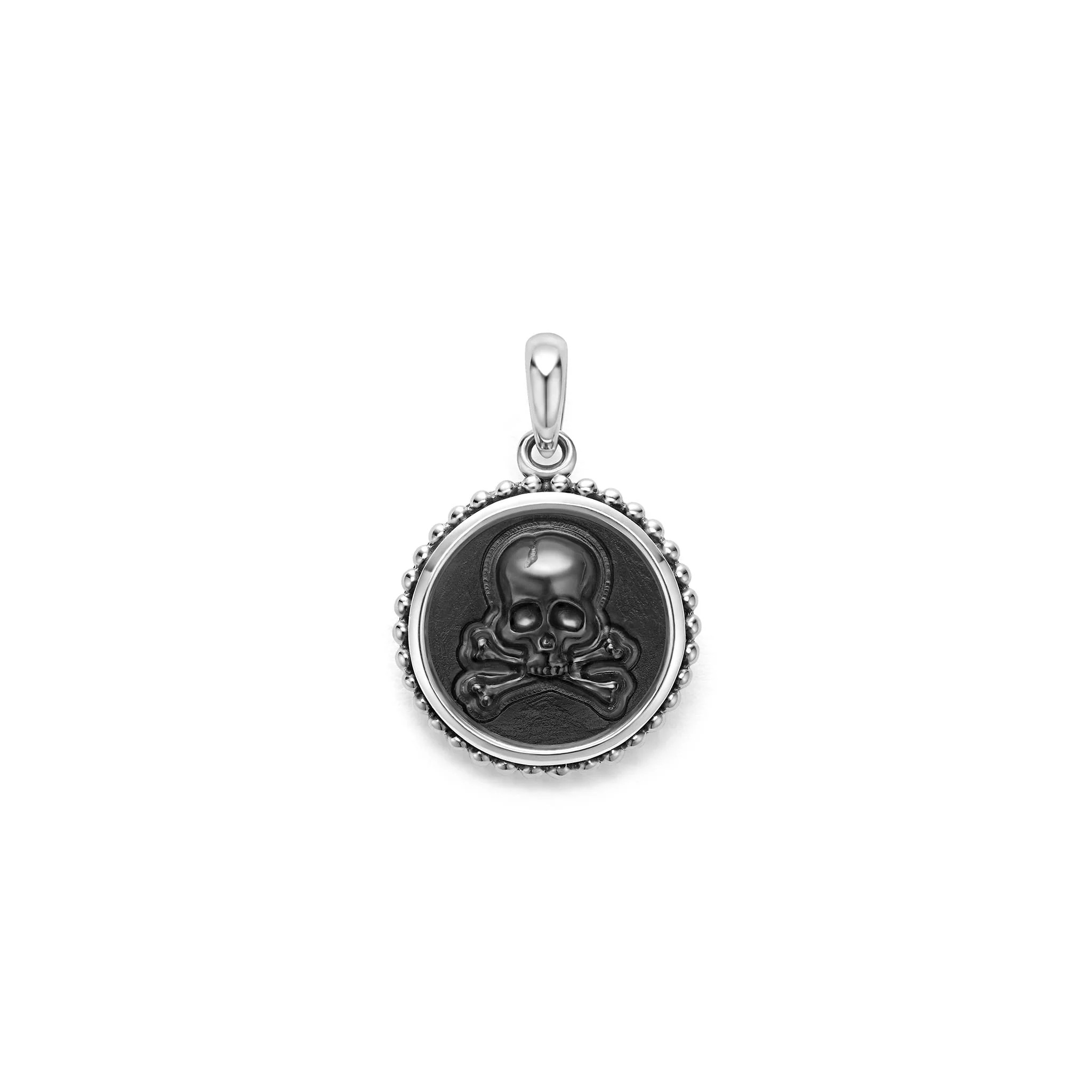 Small Onyx Skull Crossbone Amulet