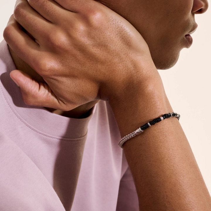 Sterling Silver & Black Onyx Chain Bracelet