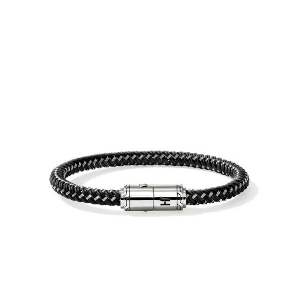 Sterling Silver & Black Rubber Cord Bracelet