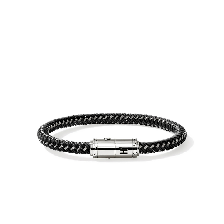 Sterling Silver & Black Rubber Cord Bracelet