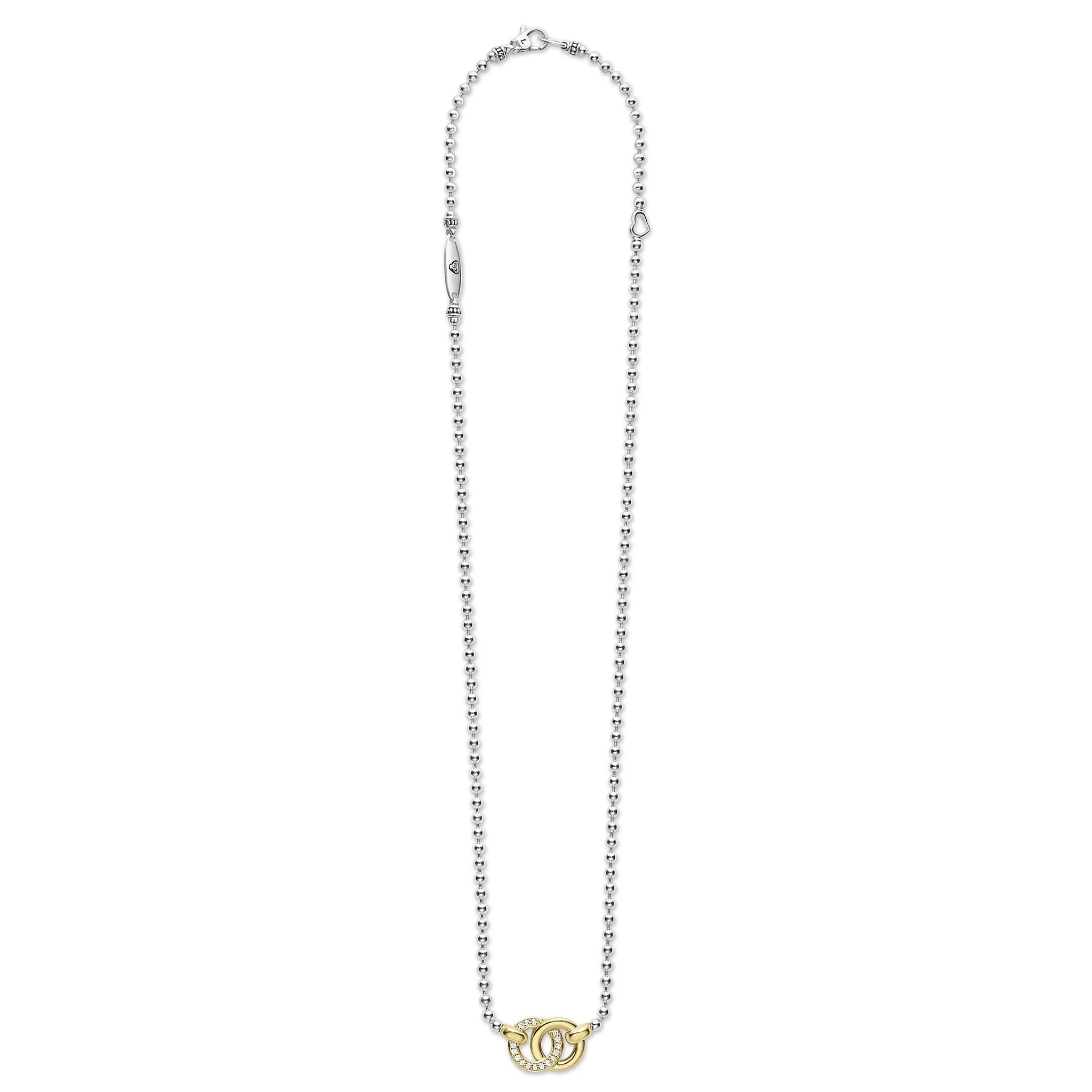Two-Tone Interlocking Diamond Pendant Necklace