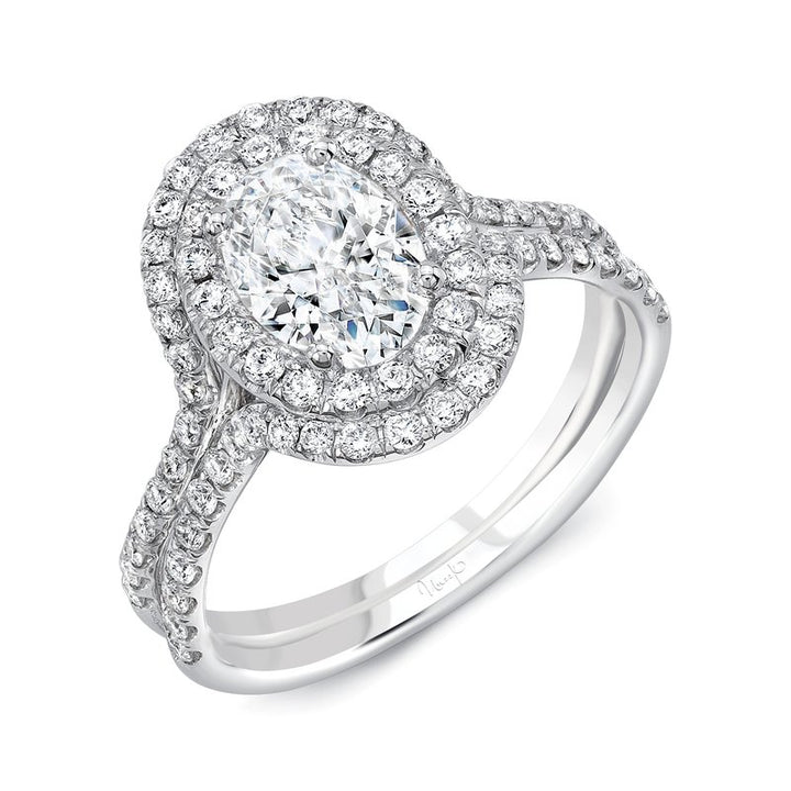 0.65ctw Diamond Double-Halo Oval Shaped Engagement Ring