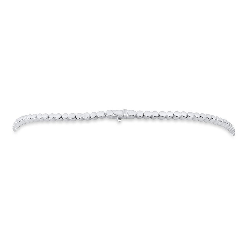 Silver round-link choker necklace with central box clasp