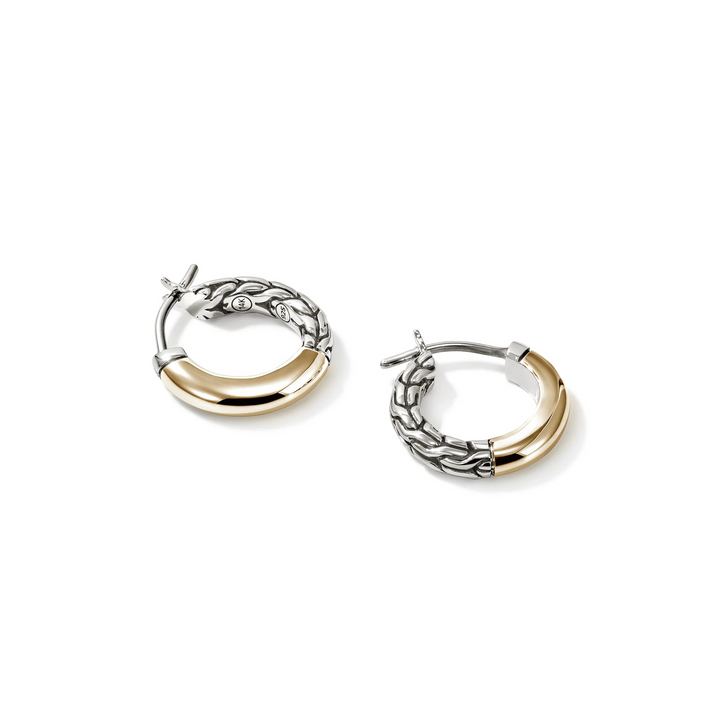 14K Gold and Sterling Silver Essential Crossover Hoop Earring | 10mm