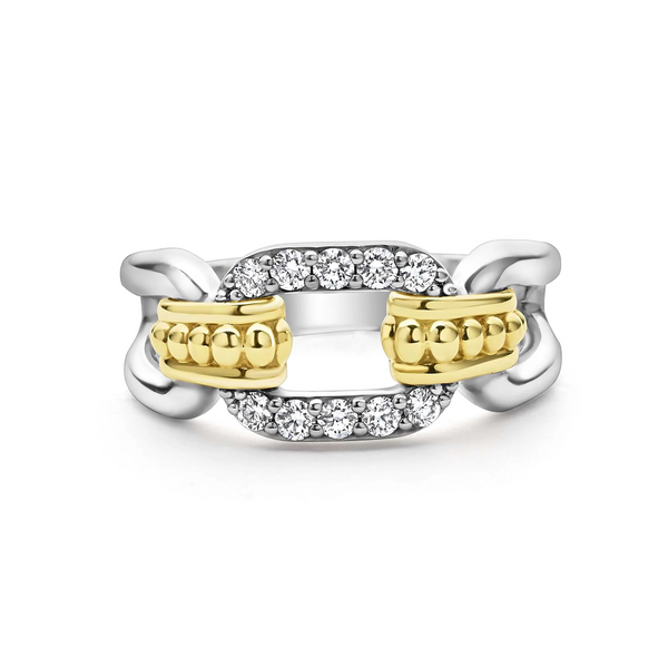 Two-Tone Link Diamond Ring