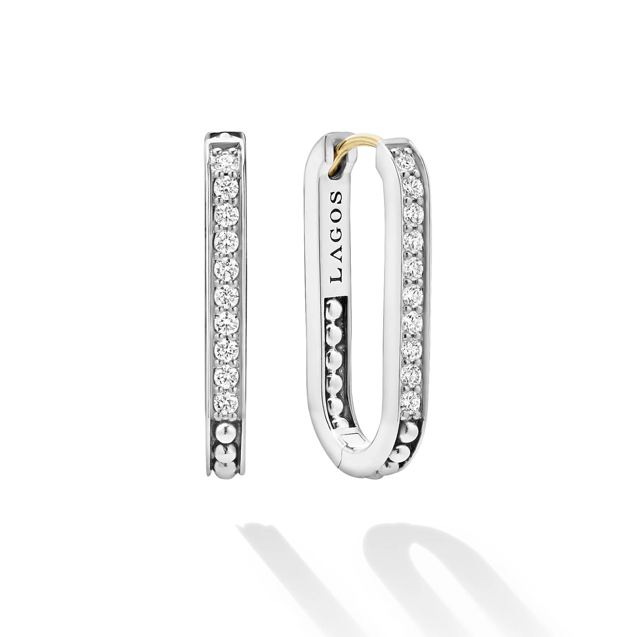 Linear Diamond Hoop Earrings