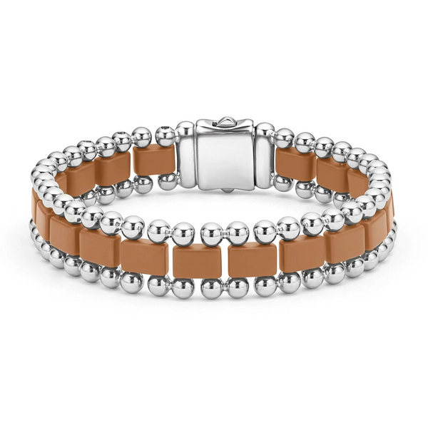 Matte Tan Ceramic Link Bracelet | 15mm