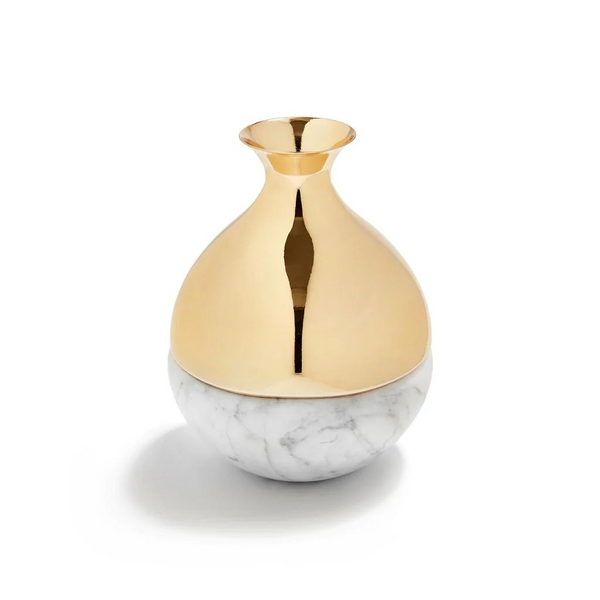 Coluna Dual Bud Vase, Marble & Gold