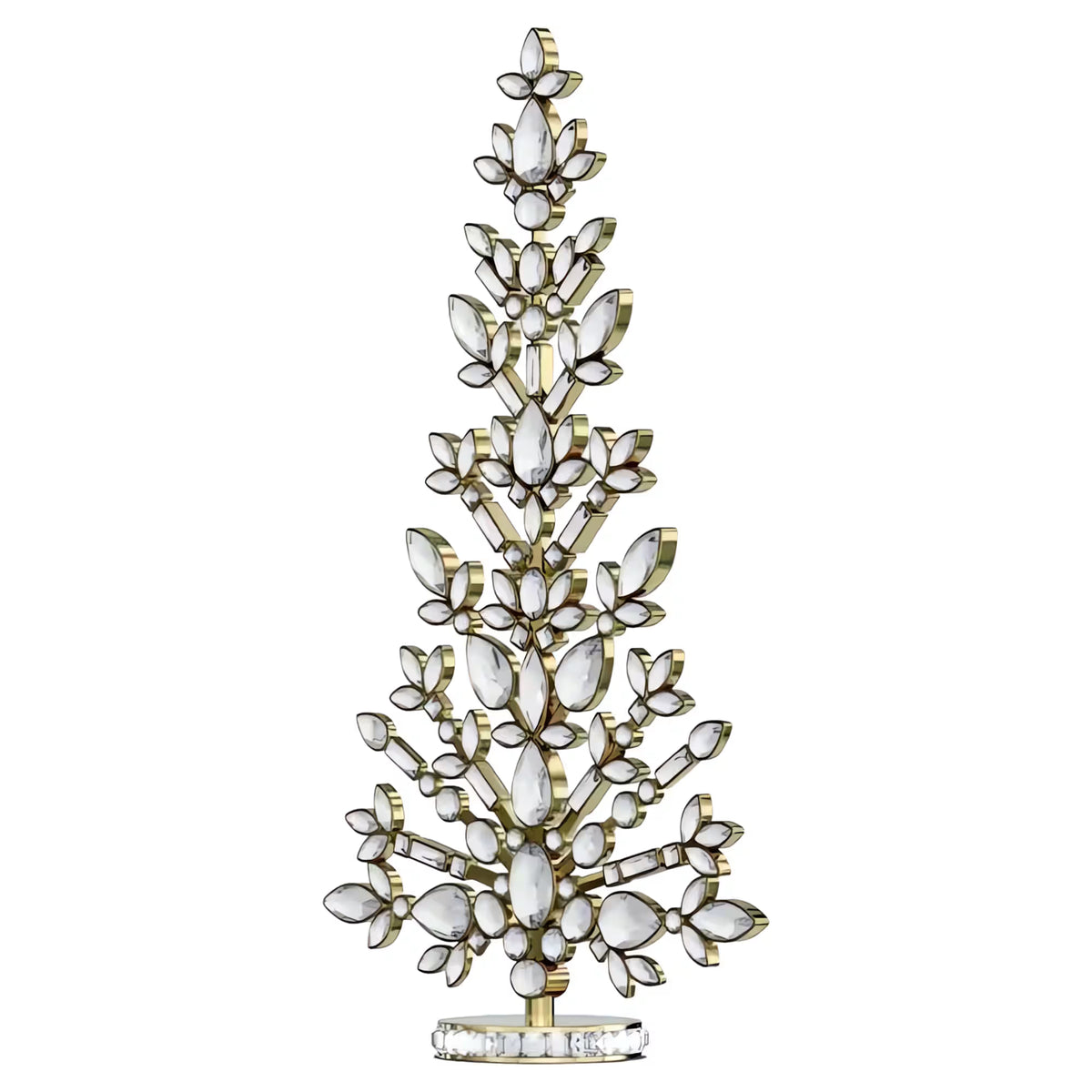  WHITE CRYSTAL/CHAMPAGNE GOLD-TONE PLATED HOLIDAY TREE