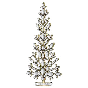  WHITE CRYSTAL/CHAMPAGNE GOLD-TONE PLATED HOLIDAY TREE