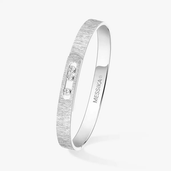 0.18ctw White Gold Diamond Ciselé Bangle Bracelet