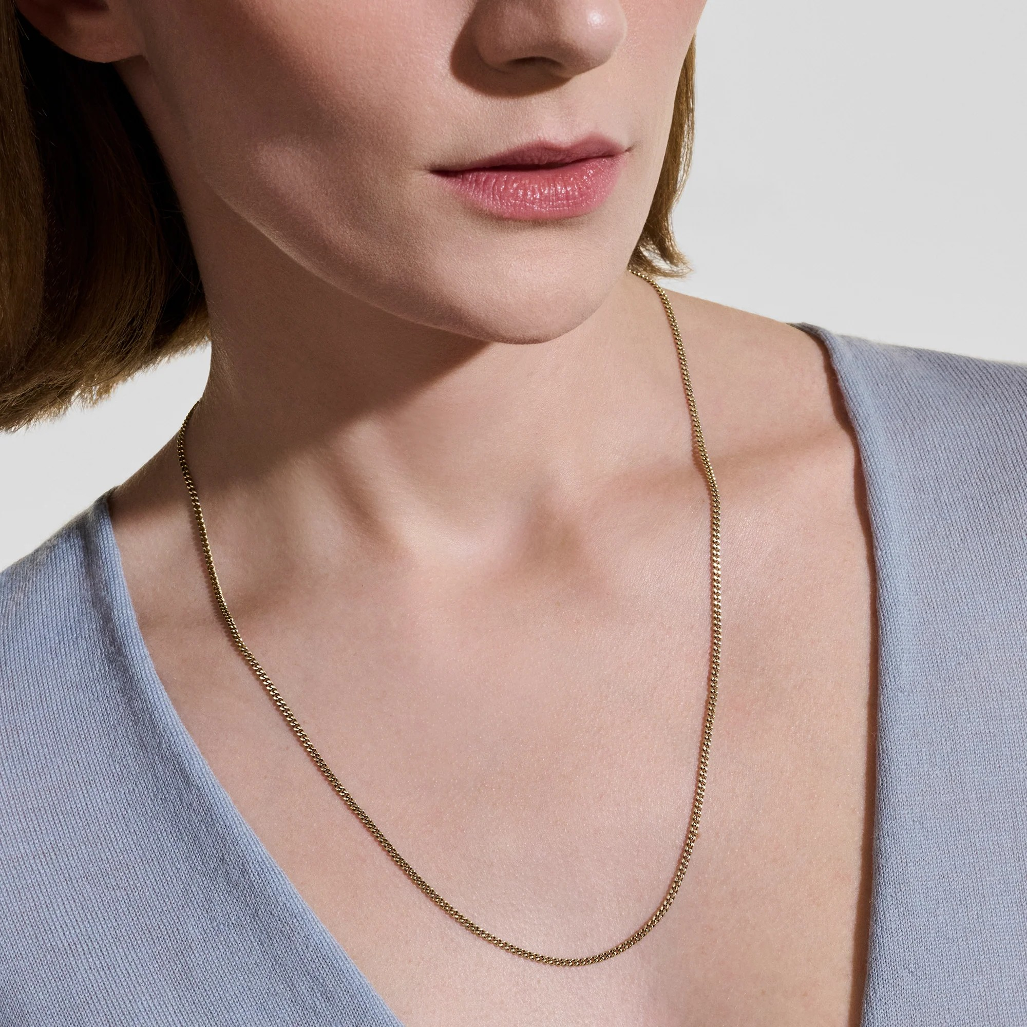 22" 14K Yellow Gold Curb Chain Necklace
