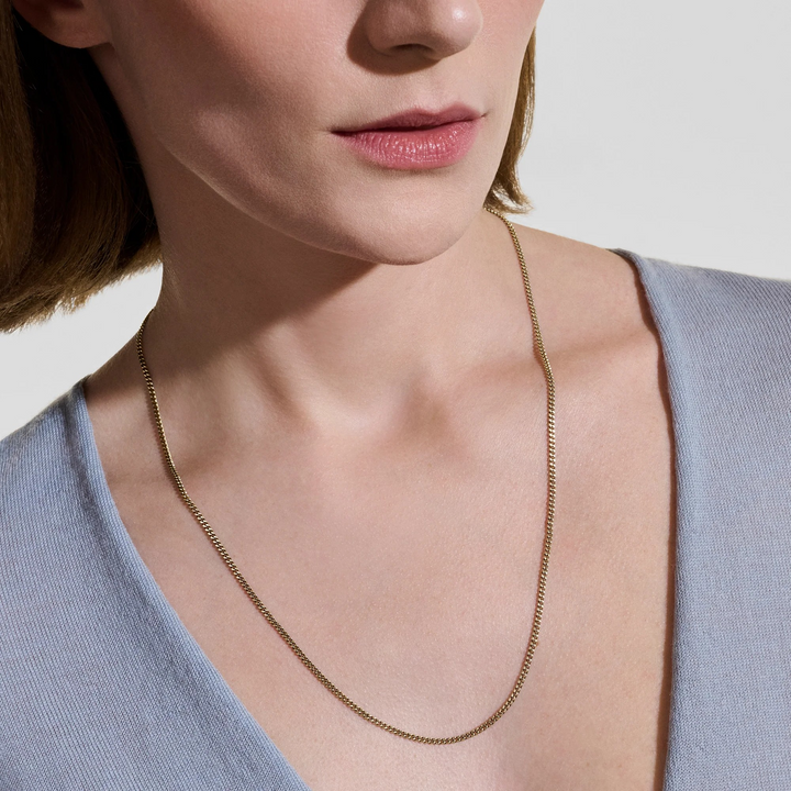 22" 14K Yellow Gold Curb Chain Necklace