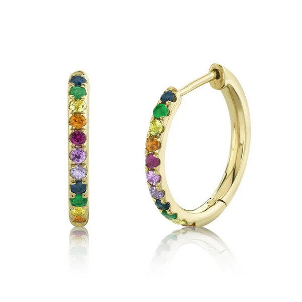 0.32ctw Multi-Colored Stone Hoop Earring