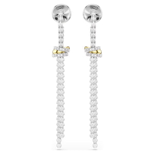 round cut stones drop earrings on a white background