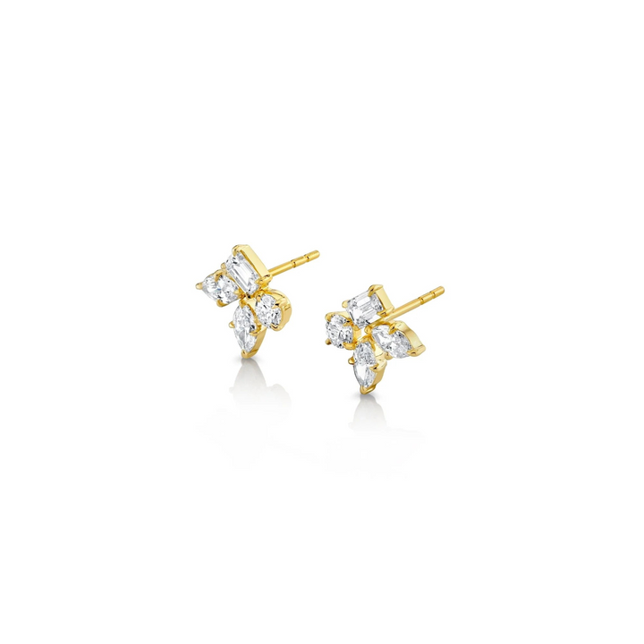 1.64ctw Diamond Montage Cluster Stud Earrings