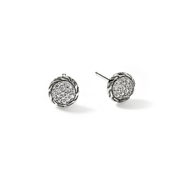 Sterling Silver Essential Pavé Diamond Stud Earring