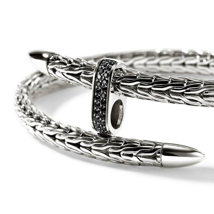 Sterling Silver Spear Flex Cuff With Black Sapphires