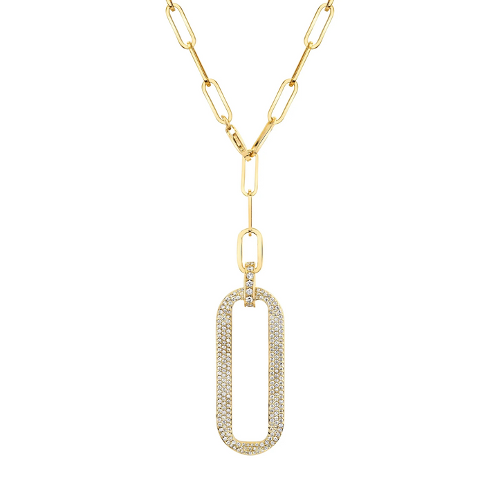 0.64ctw Diamond Pavé Longline Link Medallion Lariat