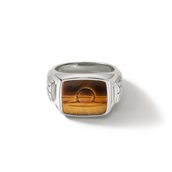 Brown Tiger Eye Carved Signet Ring