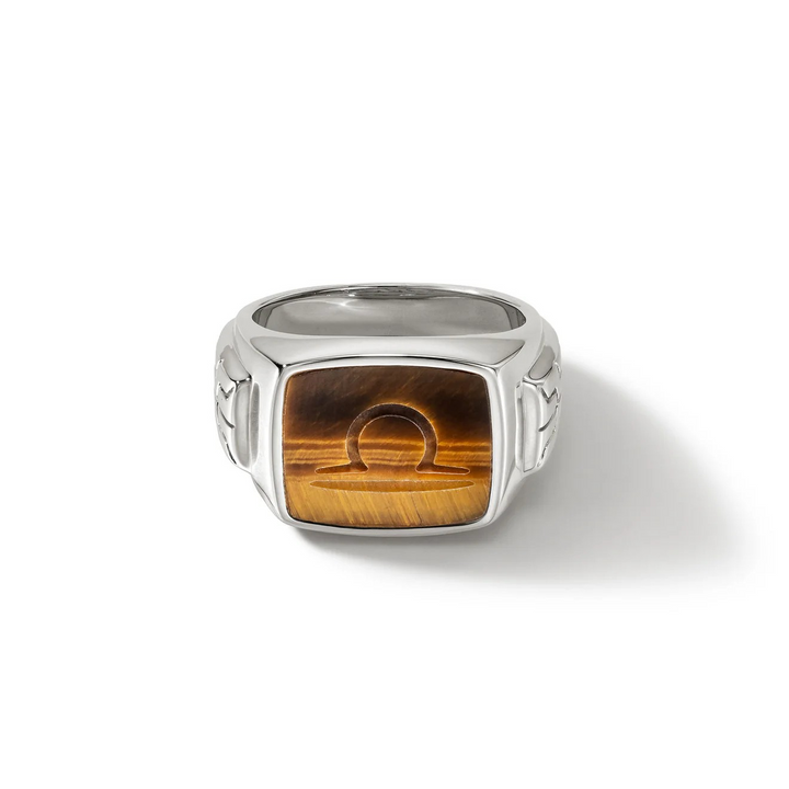 Brown Tiger Eye Carved Signet Ring