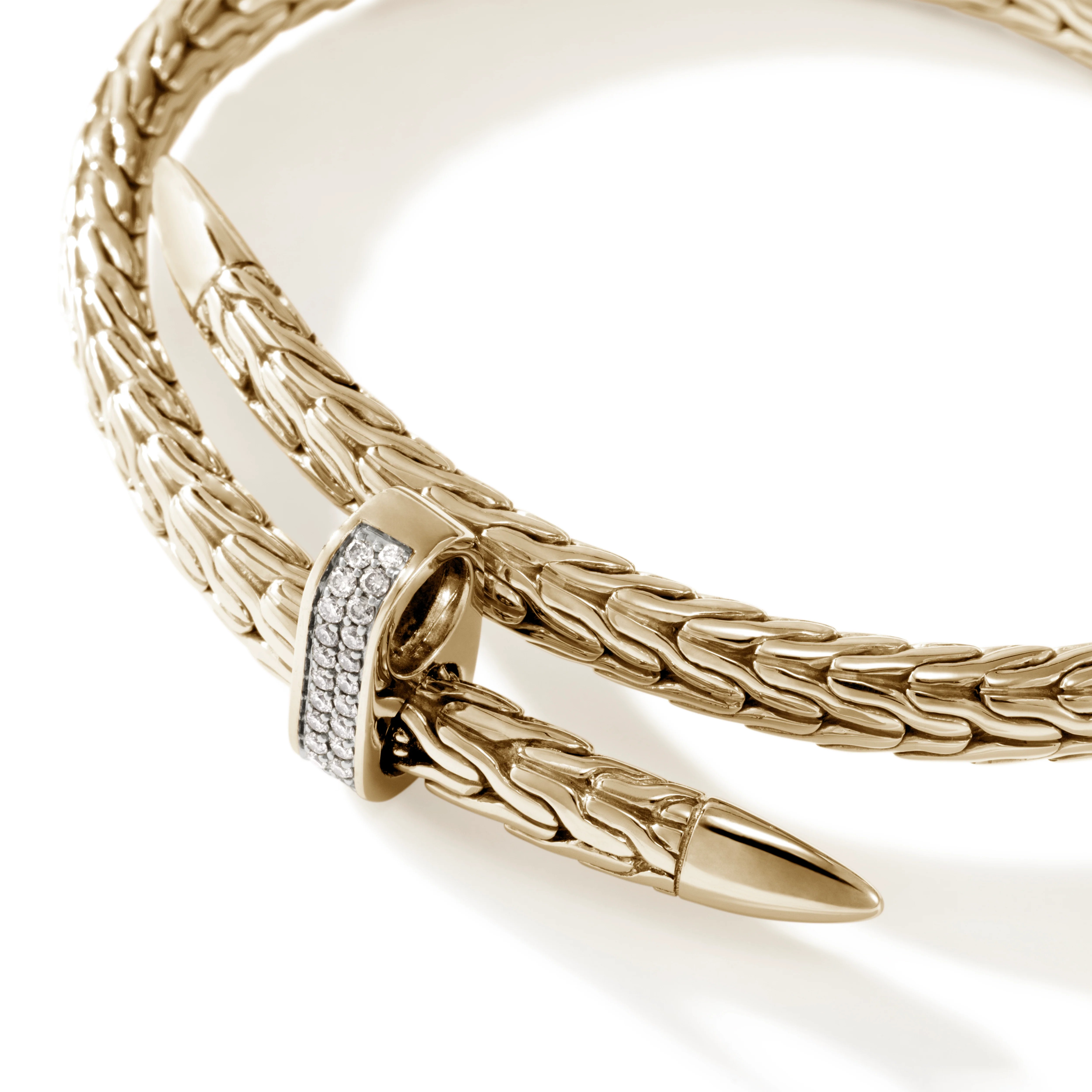 14K Yellow Gold Spear Flex Cuff With Diamonds