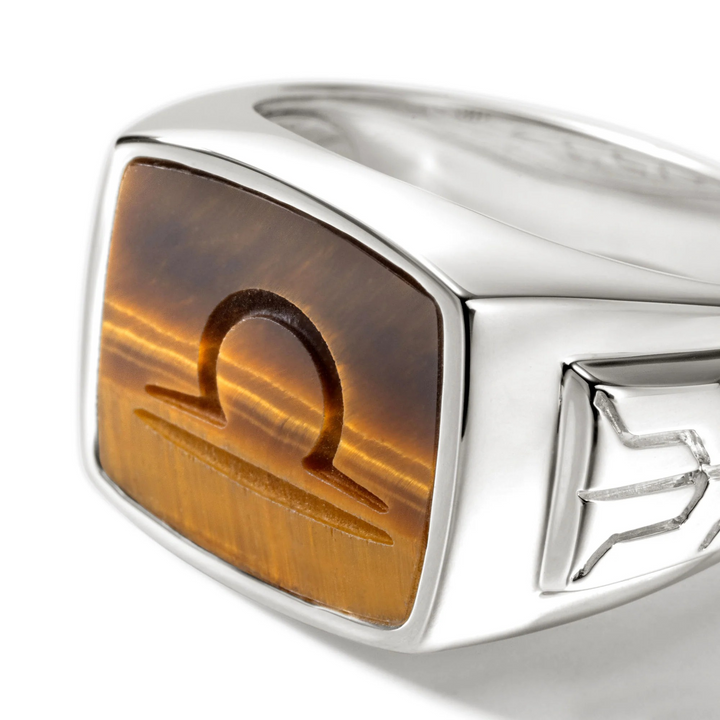 Brown Tiger Eye Carved Signet Ring