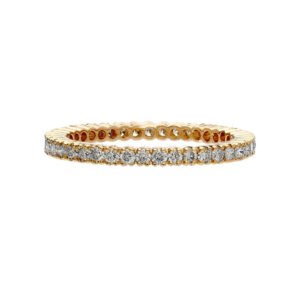 Prong White Diamond Band, Yellow Gold